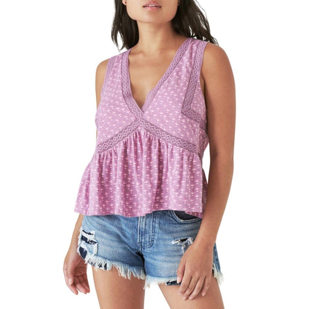 Lucky Brand Pink Asymmetrical Peplum Tank